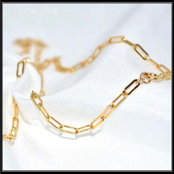 New 14k gold wide link paperclip choker chain hip hop necklace - Picture 3 of 5